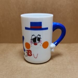 Smiley Face With Flowers Mug with Blue Handle Mug People Fine Porcelain By Papel